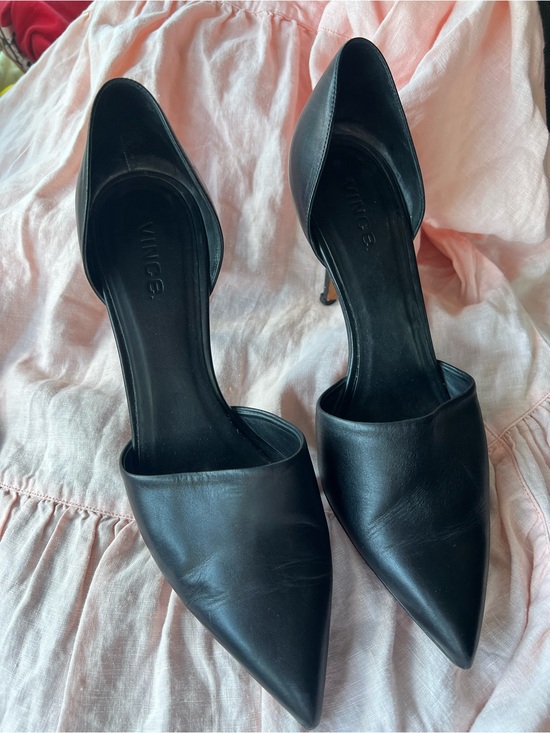 Vince Shoes - Vince Black Leather Pointed-Toe D'Orsay Heels